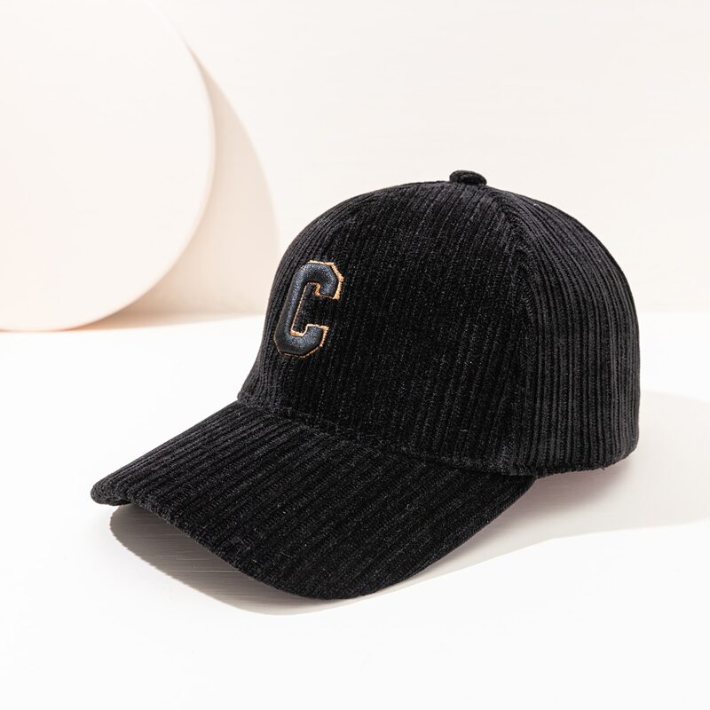 

Letter Graphic Embroidery Baseball Cap, Black