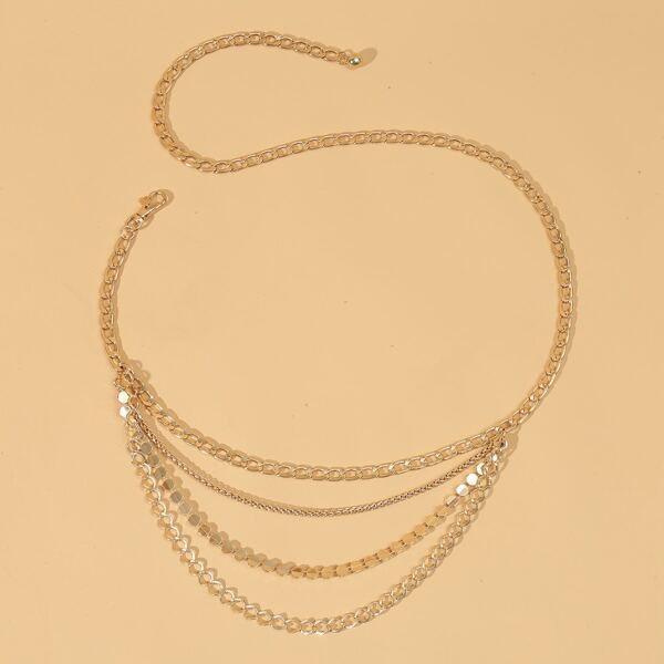 

Layered Waist Chain Belt, Gold