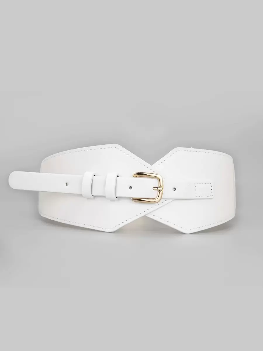 Stylish Metal Buckle Corset Belt For Dress Decoration Halloween Summer, School - White - View 1