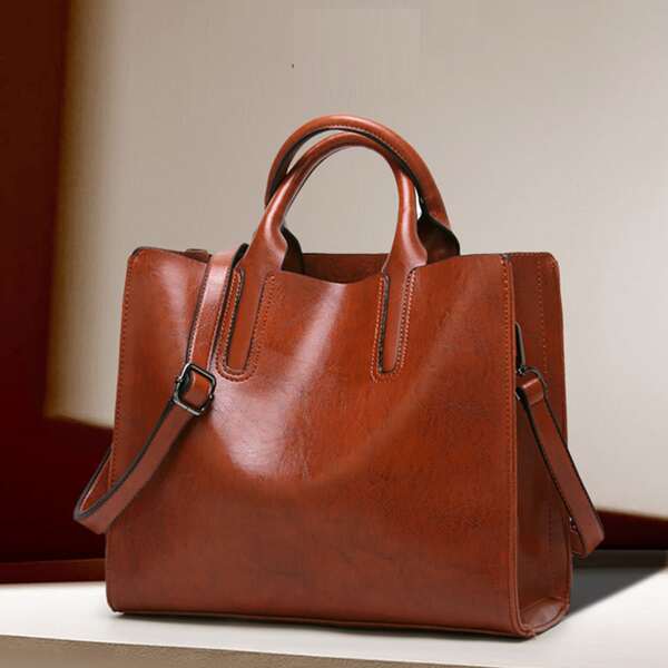

Minimalist Textured Tote Bag, Brown