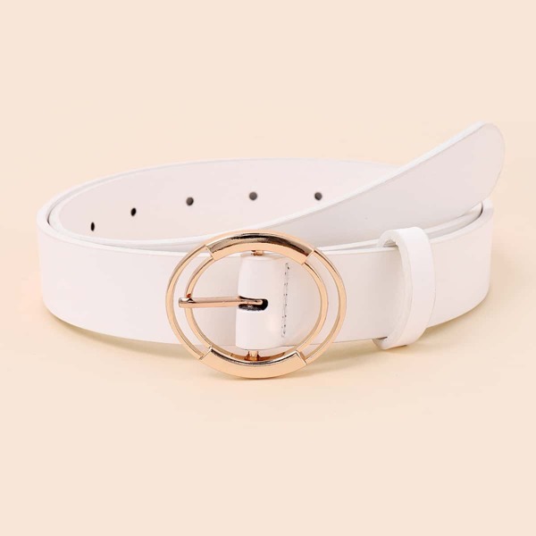 

Oval Buckle Belt With Punch Tool, White