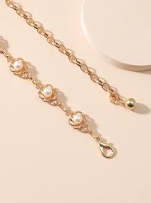 Faux Pearl Flower Decor Chain Belt Party Halloween Summer, School Fall, Autumn, Halloween - Gold - View 3