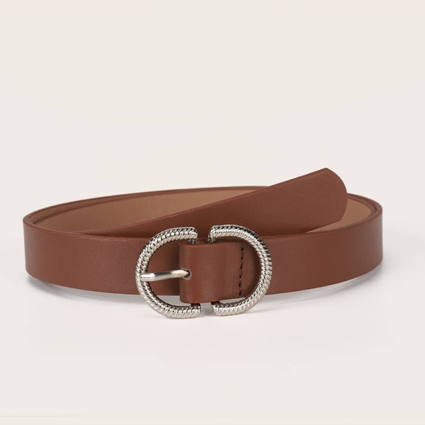 

Textured Metal Buckle Belt, Brown