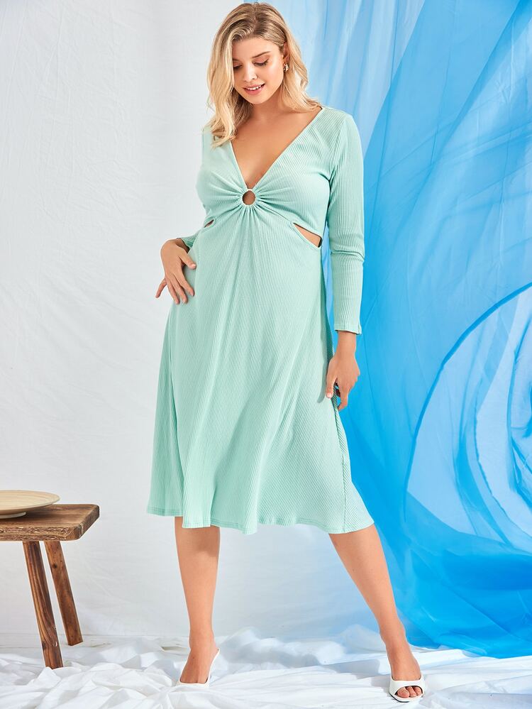 SHEIN Vestido con estiramiento alto con diseño de aro - verde menta - Añade 5