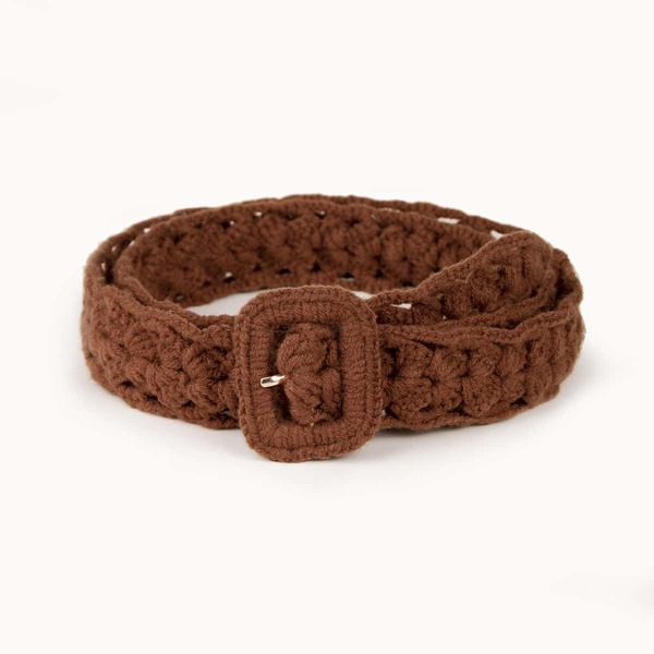 

Geo Buckle Braided Belt, Coffee brown
