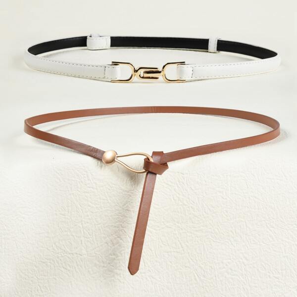 

2pcs Skinny Belt, Multicolor