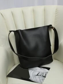 Minimalist Large Capacity Bucket Bag - Black - View 1