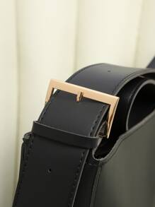 Minimalist Large Capacity Bucket Bag - Black - View 3