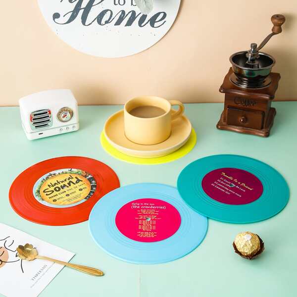 

1pc Record Shaped Random Color Coaster, Multicolor