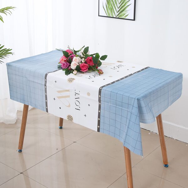 

Grid & Letter Graphic Tablecloth, Multicolor