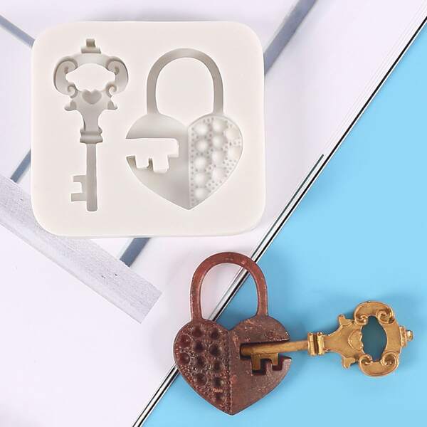 

1pc Lock & Key Design Mold, White