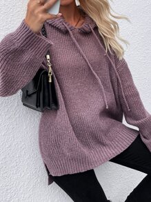 Áo len nữ Dây kéo màu trơn Giải trí - Bụi tím - Xem 1