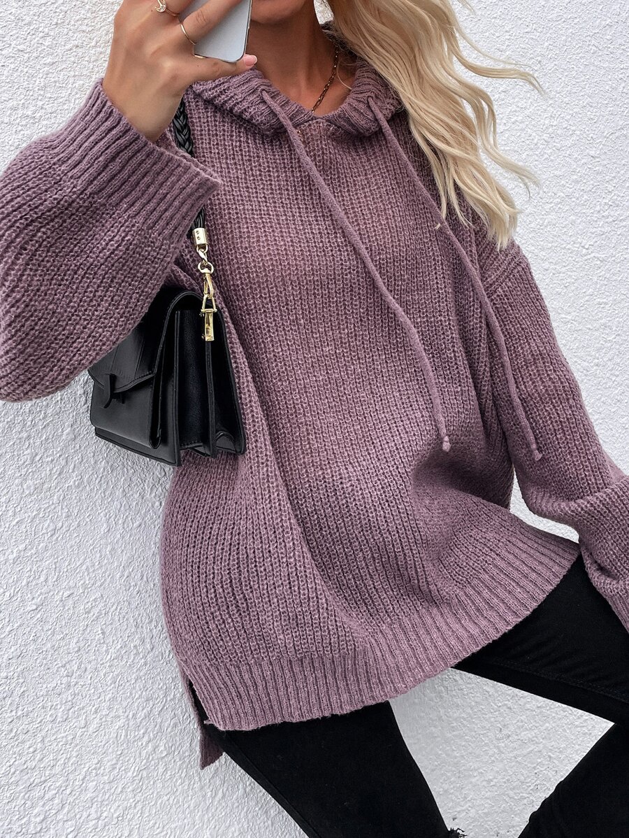Áo len nữ Dây kéo màu trơn Giải trí - Bụi tím - Xem 1