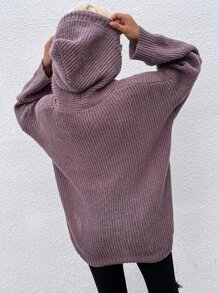 Áo len nữ Dây kéo màu trơn Giải trí - Bụi tím - Xem 2