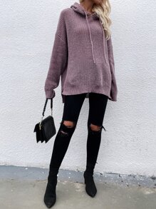 Áo len nữ Dây kéo màu trơn Giải trí - Bụi tím - Xem 3