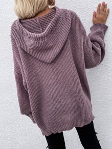 Áo len nữ Dây kéo màu trơn Giải trí - Bụi tím - Xem 4