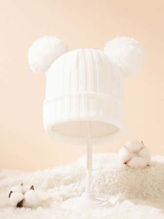 兒童絨球裝飾針織帽
