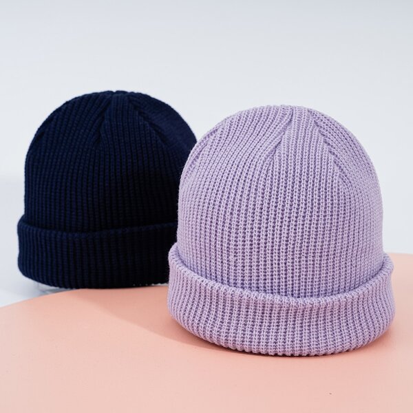 

2pcs Toddler Girls Solid Knitted Hat, Multicolor