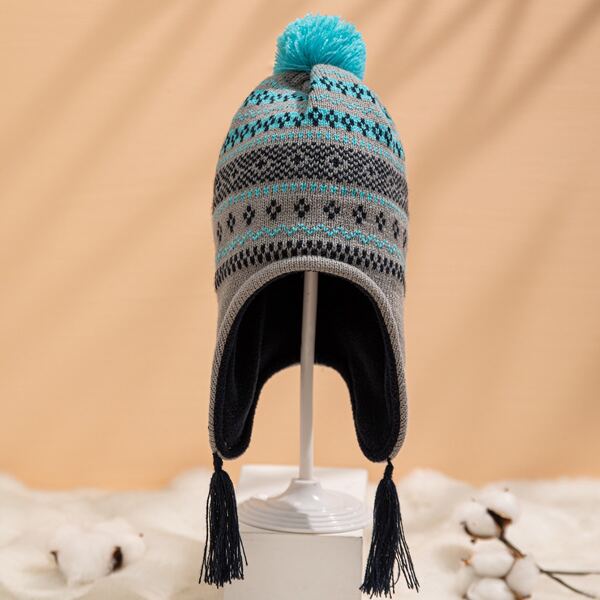 

Toddler Girls Pom Pom Decor Knitted Hat, Multicolor
