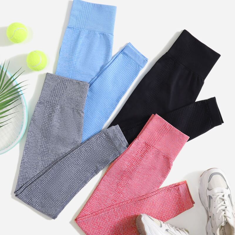 

4pcs Seamless High Elastic Sports Leggings, Multicolor