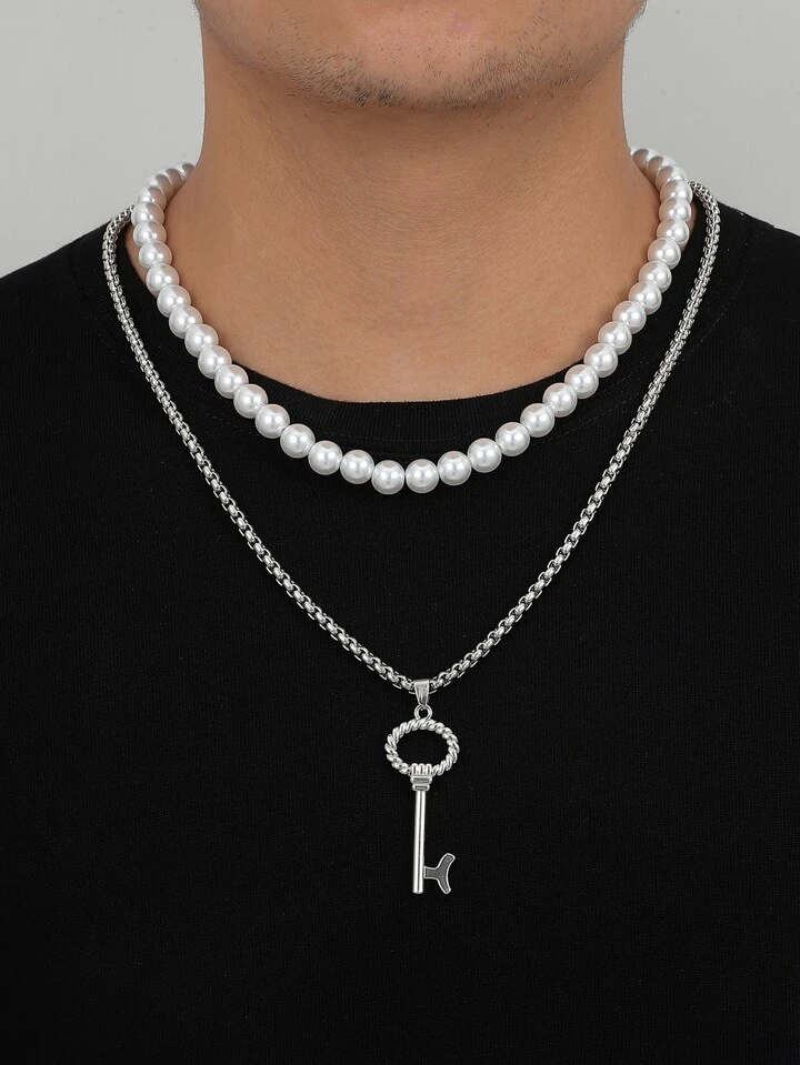 Mens key necklace charm hotsell