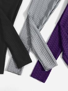 3件緊縮褶皺臀部運動打底褲 - 彩色 - 查看 4