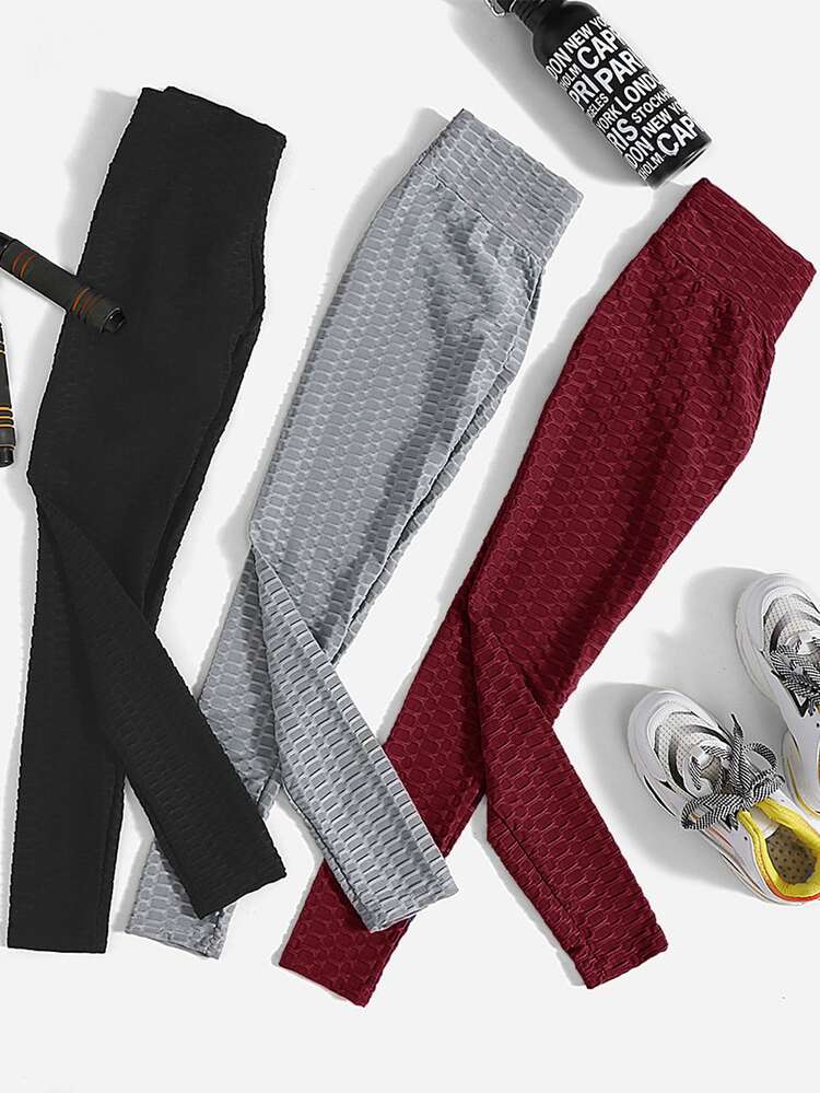 3pack High Waist Textured Sports Leggings