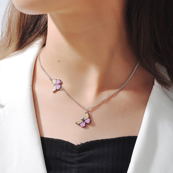 

Butterfly Charm Necklace, Multicolor