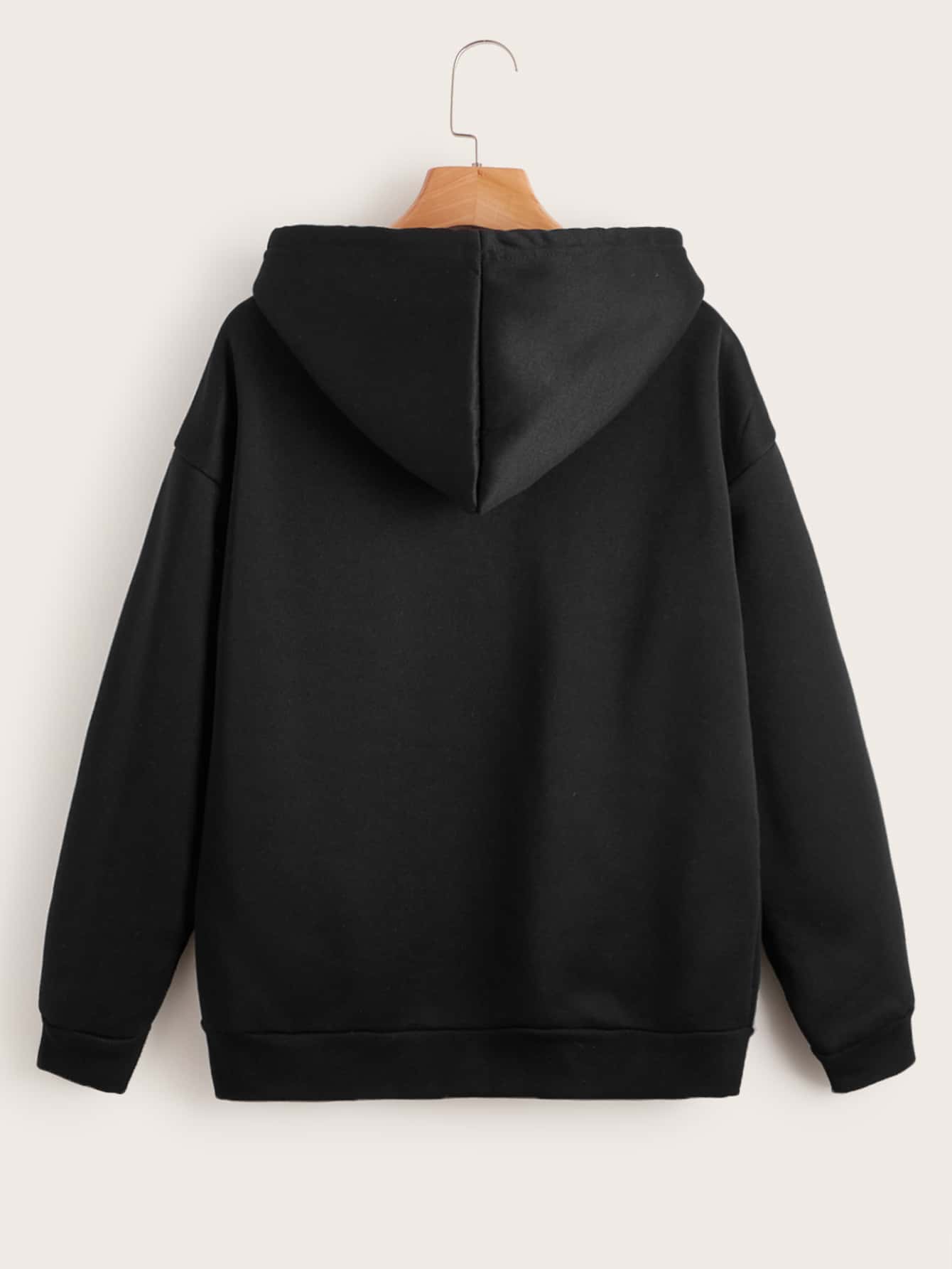 Solid Drawstring Pocket Front Zip Up Hoodie,Long Sleeve Tops Graduation,Teacher,Back To School Fall