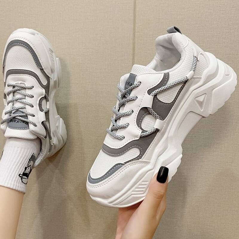 

Lace Up Front Chunky Sneakers, White