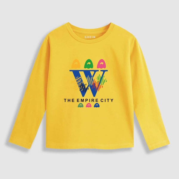 

Toddler Girls Letter & Graphic Print Tee, Yellow