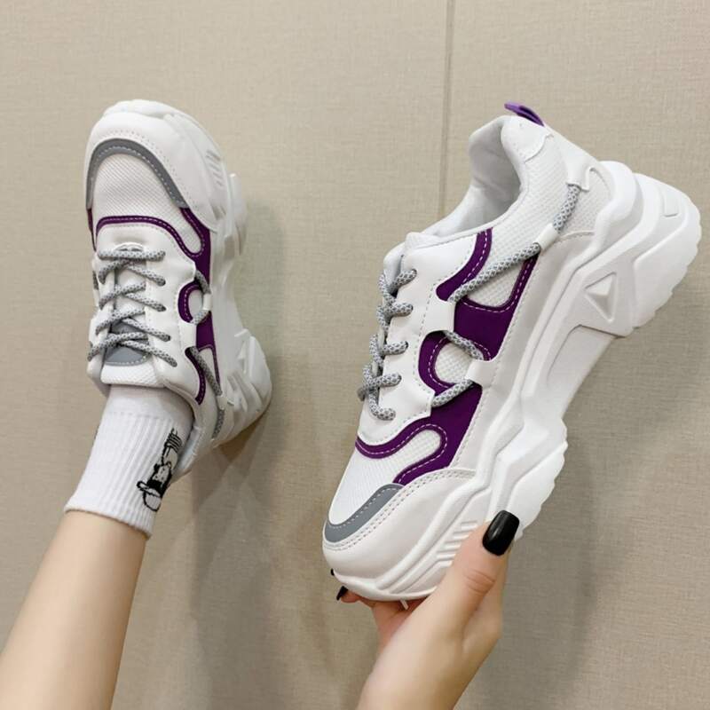 

Lace Up Front Chunky Sneakers, Purple