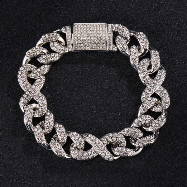 

Men Rhinestone Decor Bracelet, Silver