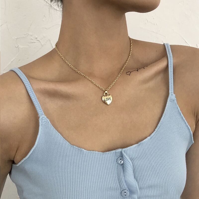 

Heart Pendant Chain Necklace, Gold