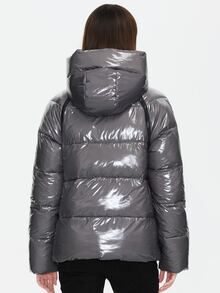 ZIAI Zip Up Removable Sleeve Padded Coat - Dark Grey - View 2