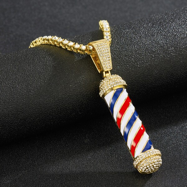 

Men Color Block Charm Necklace, Gold