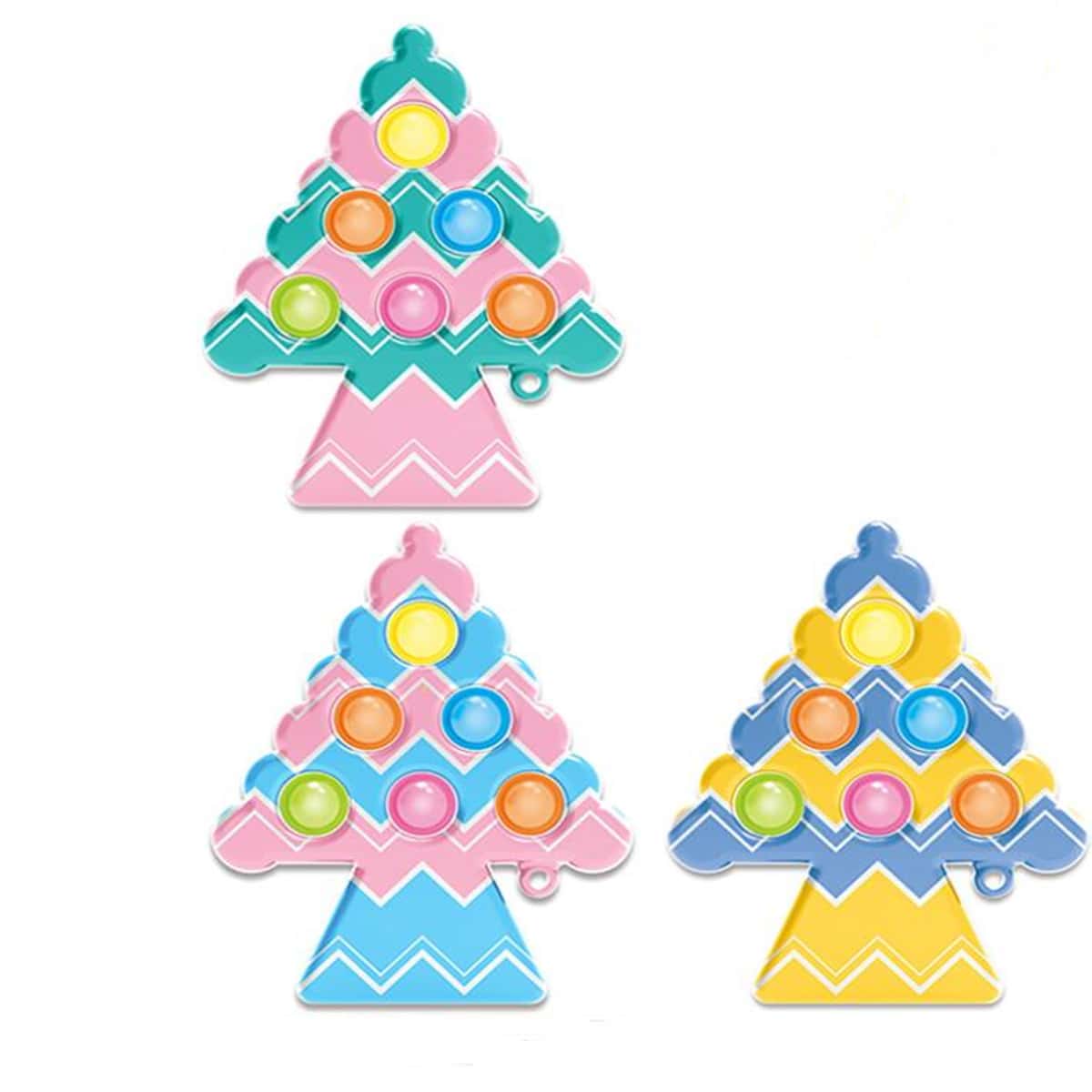 

1pc Christmas Tree Shaped Random Color Push Pop Bubble, Multicolor