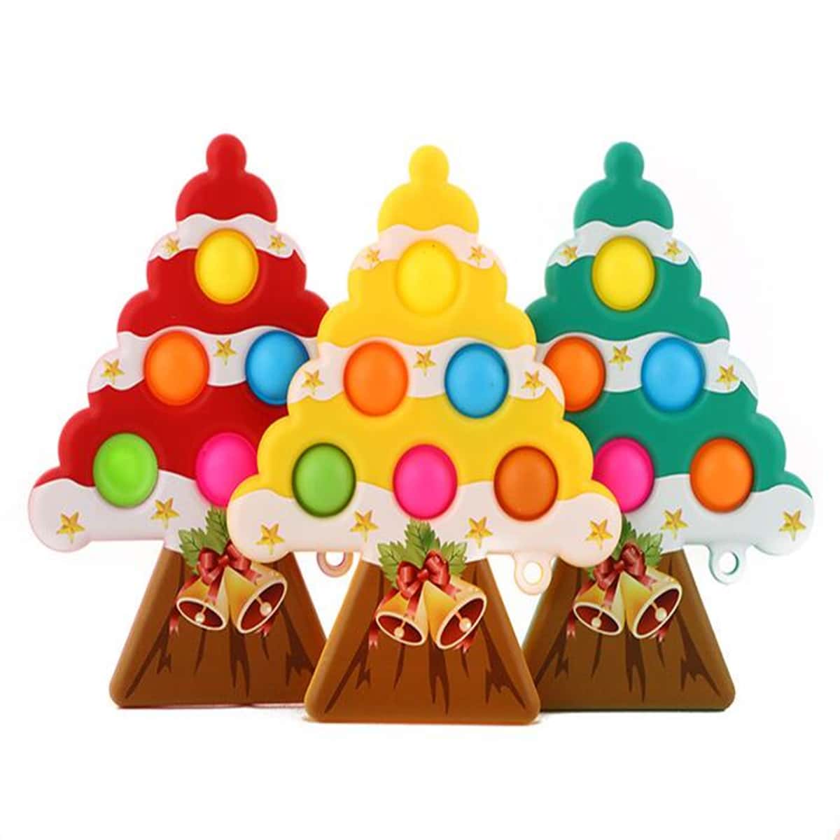 

1pc Christmas Tree Shaped Random Color Push Pop Bubble, Multicolor