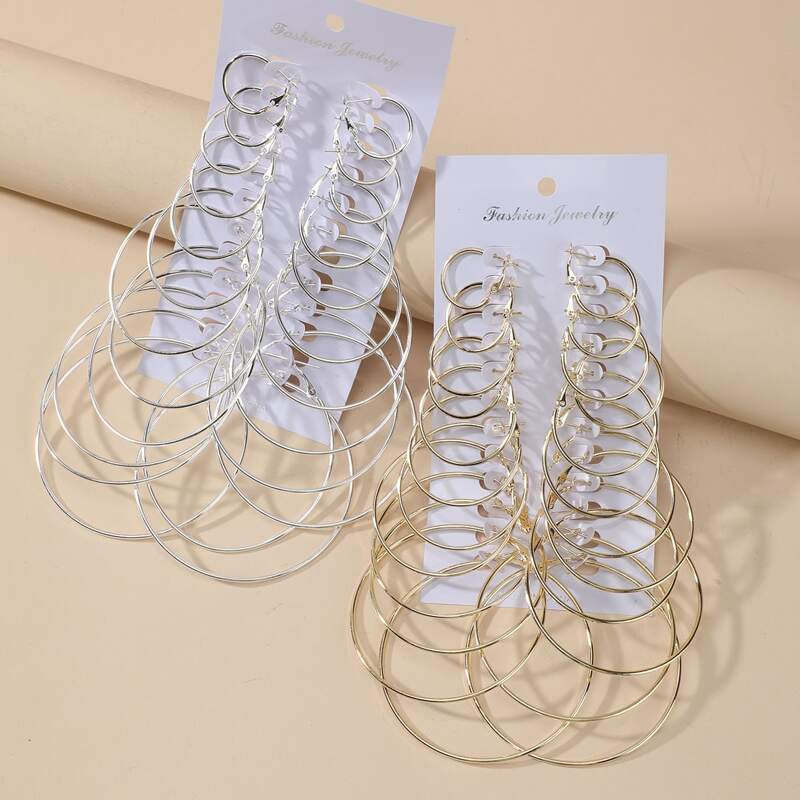 

24pairs Minimalist Hoop Earrings, Multicolor