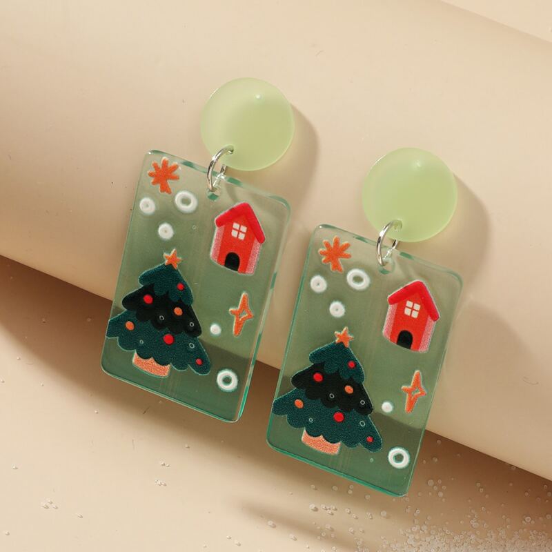 

Christmas Tree Graphic Drop Earrings, Multicolor