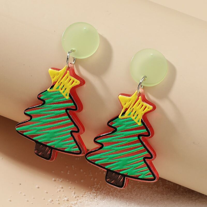 

Christmas Tree Drop Earrings, Multicolor