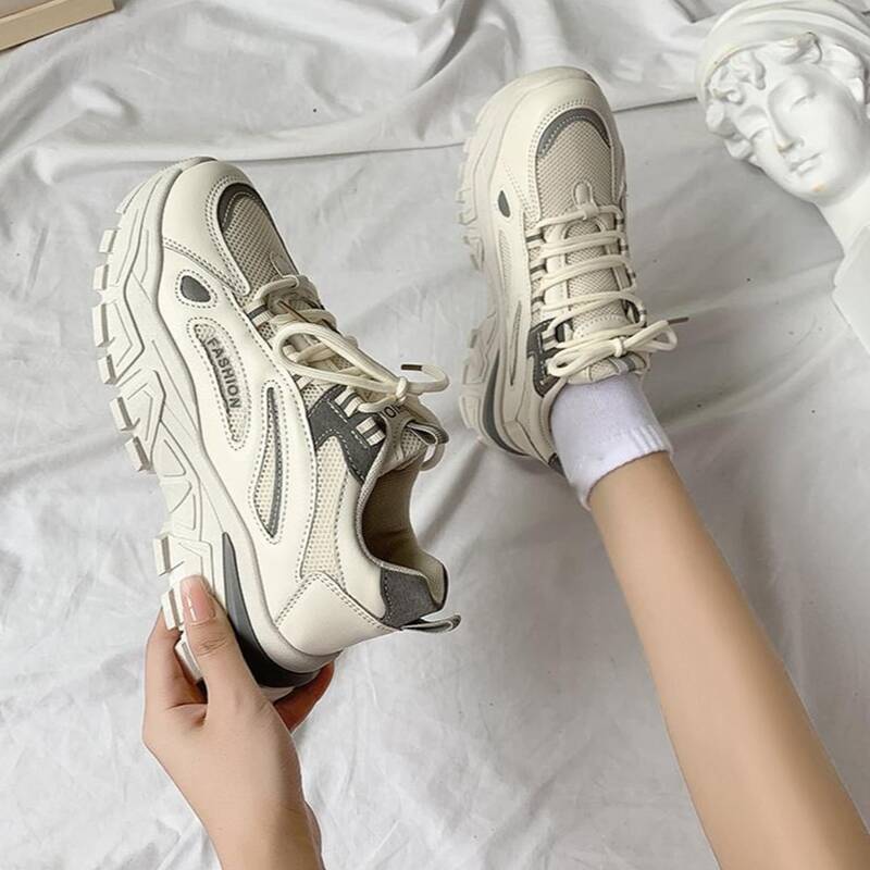 

Lace Up Front Mesh Panel Sneakers, Grey