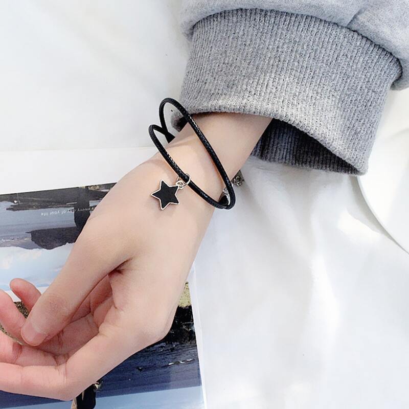 

Star Charm Layered Bracelet, Black