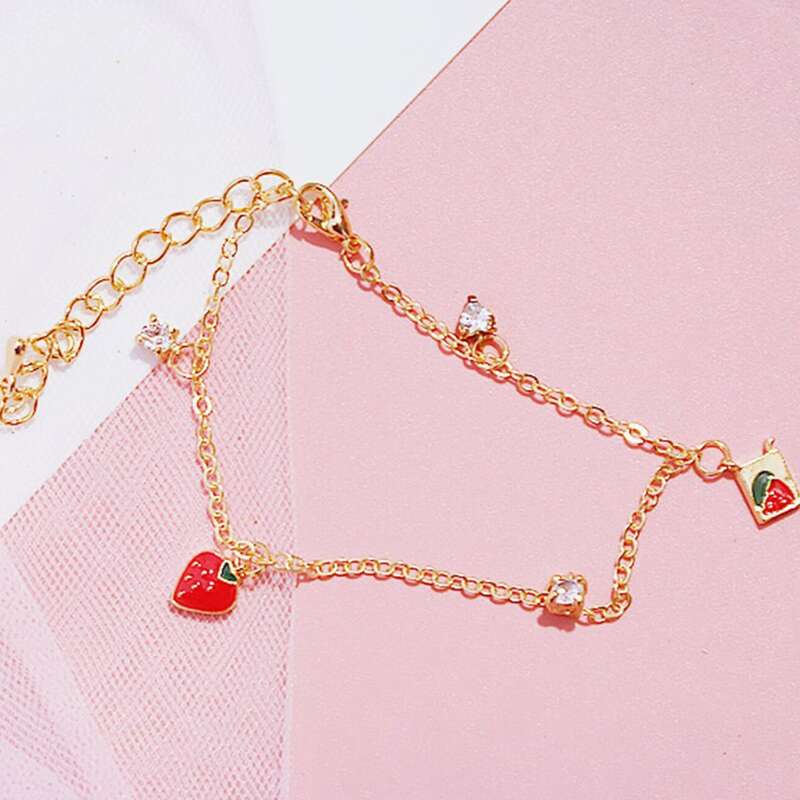 

Strawberry Charm Chain Bracelet, Gold