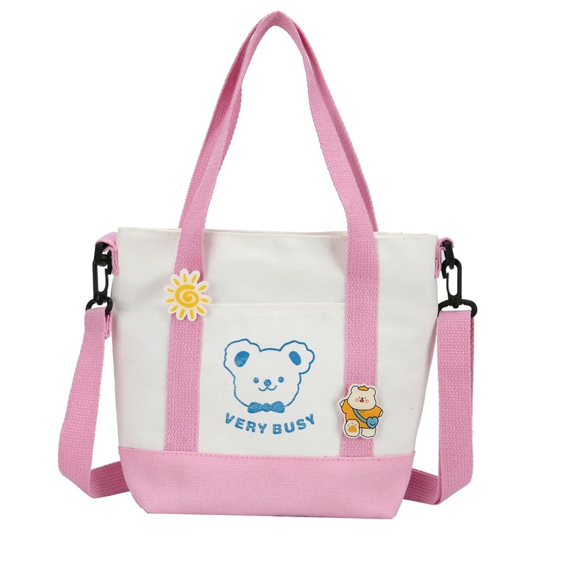 

Cartoon Graphic Tote Bag, Pink