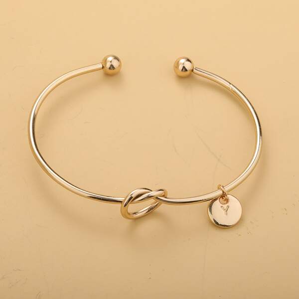 

Round Charm Cuff Bangle, Gold