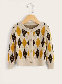 Toddler Girls Argyle Pattern Cardigan