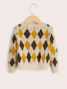 Toddler Girls Argyle Pattern Cardigan
