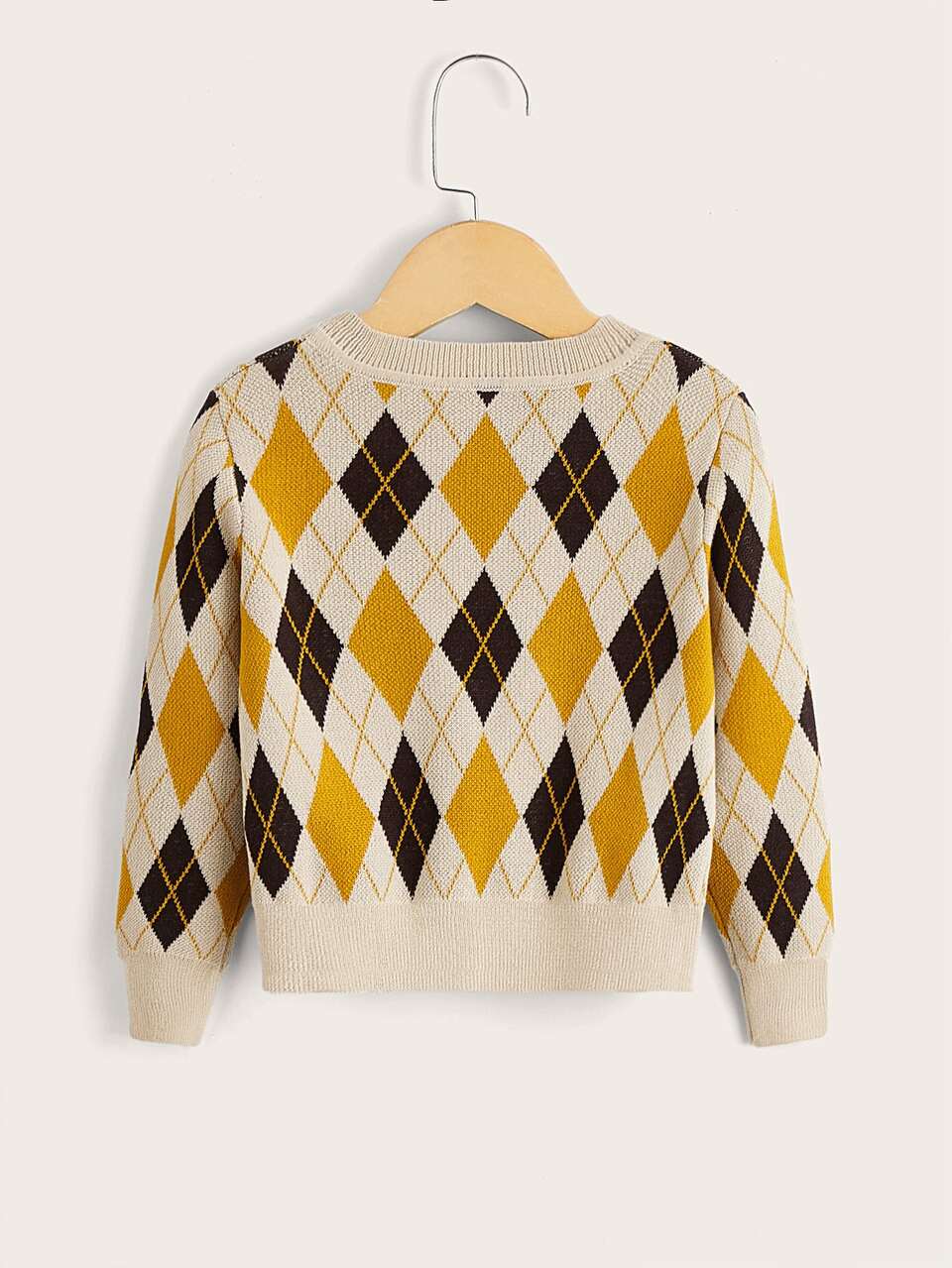 Toddler Girls Argyle Pattern Cardigan
