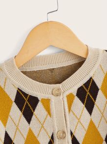 Toddler Girls Argyle Pattern Cardigan